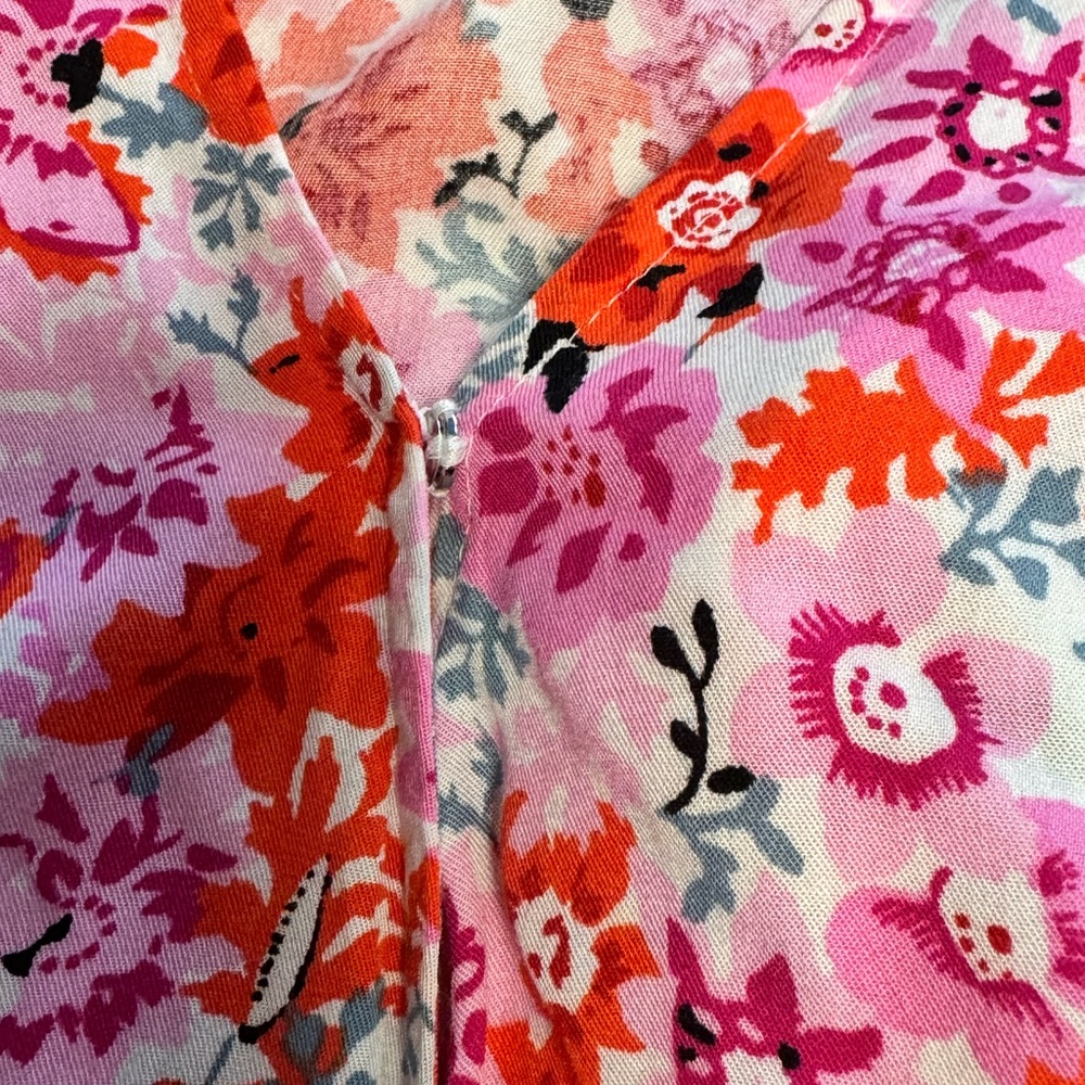 Lucky Brand Pink & Coral Floral Peplum Tie-Front Waist Blouse NWT - Picture 9 of 11